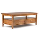 Warm Shaker Solid Wood 48 inch Wide Rectangle Transitional Coffee Table in Light Golden Brown Thumbnail - 1