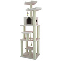 Cat Tree Tower Six Level Ivory Playhouse Cat Scratching Post - 81" Tall Indoor Kitty Condo Thumbnail - 1