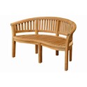 Extra Thick Wood Curve Bench with Back Support for Home or Backyard Thumbnail - 1