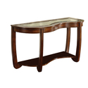 Dark Cherry Sofa Table with Beveled Glass Top and Solid Wood Construction - Benzara Thumbnail - 1