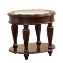 Benzara Round Wooden End Table with Ribbed Pillar Legs, Brown Thumbnail - 1