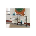Metal Bookcase with Glass Shelves - Silver Display Shelf Unit for Home Office Thumbnail - 1