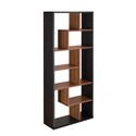 Wooden Rectangular Cube Bookcase, Black & Walnut Brown Color - Benzara Thumbnail - 1