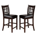 Benzara 41 Inch Wood Counter Height Chair, Leatherette Seat, Dark Brown, Set of 2 Thumbnail - 1