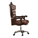 Benzara Faux Leather Upholstered Wooden Executive Chair With Swivel, Cherry Oak Brown Thumbnail - 1