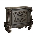 Benzara Two Drawer Nightstand With Oversized Scrolled Legs In Antique Platinum Finish Thumbnail - 1
