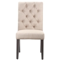 Benzara Fabric Upholstered Wooden Chair with Button Tufting, Set of 2, Beige and Black Thumbnail - 1