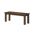 Benzara Poplar Wood Dining Side Bench with Thick Block Legs, Brown Thumbnail - 1