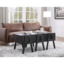 Benzara Three Drawers Wooden Convertible Coffee Table with Angled Legs, Black Thumbnail - 1