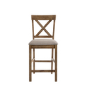 Benjara Fabric Upholstered Wooden Counter Height Chair,Set of 2,Brown and Gray Thumbnail - 1