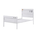 BenJara Industrial Style Metal Twin Size Bed with Straight Leg Support, White Thumbnail - 1