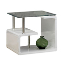 BenJara Contemporary End Table with Multi Level Curled Open Shelf, White Thumbnail - 1