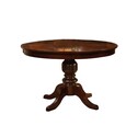 Benjara Round Wooden Dining Table with Pedestal Base, Brown Thumbnail - 1