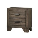 BenJara 2 Drawer Wooden Nightstand with Metal Handles and Bracket Legs, Brown Thumbnail - 1