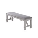 BenJara Fabric Upholstered Wooden Bench with Braces, Gray Thumbnail - 1