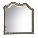 BenJara Wooden Molded Frame Mirror with Scalloped Design Top, Taupe Brown Thumbnail - 1