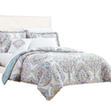 Benjara Chania 8 Piece King Bed Set with Floral Print The Urban Port, Multicolor Thumbnail - 1