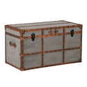 Benjara 33.5 Inches Wooden Storage Trunk with Bolt Trim, Gray Thumbnail - 1