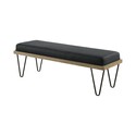 BenJara Leatherette Padded Bench with Hairpin Legs, Gray Thumbnail - 1