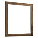 Benjara 39 Inch Square Wooden Frame Rustic Mirror, Walnut Thumbnail - 1