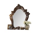 BenJara Scroll and Molded Wooden Mirror with Carved Details, Cherry Brown Thumbnail - 1