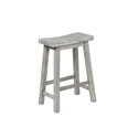 BenJara Saddle Design Wooden Counter Stool with Grain Details, Gray Thumbnail - 1