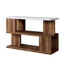 Benjara Two Tone Modern Sofa Table with Bottom Shelf, White and Brown Thumbnail - 1
