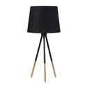 BenJara Table Lamp with Tripod Metal Base, Black and Gold Thumbnail - 1