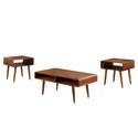 Benjara 3 Piece Mid Century Wooden Occasional Table Set, Brown Thumbnail - 1