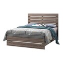 BenJara Queen Bed with Panel Headboard and Footboard, Brown Thumbnail - 1