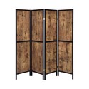 BenJara 4 Panel Screen with Grain Details and Knots, Brown and Black Thumbnail - 1