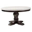 Benjara Dining Table with Marble Top and Pedestal Base, White and Brown ...