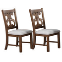 Benjara Side Chair with Fabric Seat and Cut Out Backrest, Set of 2, Brown Thumbnail - 1