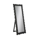 BenJara 63 Inch Classic Portrait Floor Mirror, Rhinestone Inlay, Cheval, Black Thumbnail - 1