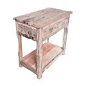 BenJara 32 Inch Rustic Kitchen Island Table, 2 Drawers, Distressed White Wood Thumbnail - 1