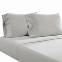 Benjara Ivy 4 Piece California King Size Cotton Sheet Set, Prewashed, Light Gray Thumbnail - 1