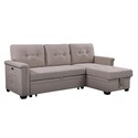 BenJara Ruben 84 Inch Reversible Sleeper Sectional Sofa with Storage Chaise, Gray Thumbnail - 1