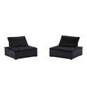 Black Velvet Armless Lounge Chairs Set of 2 Tufted Seats Modern Design Thumbnail - 1