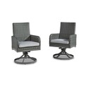 Gray Outdoor Swivel Chairs Set of Two Aluminum Frame Weather Resistant Thumbnail - 1