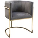 Benjara Meha 24 Inch Cantilever Dining Chair, Gray Velvet Upholstery, Gold Frame Thumbnail - 1