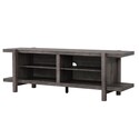 BenJara Cyril 65 Inch TV Media Entertainment Console, 4 Shelves, Wood Legs, Brown Thumbnail - 1