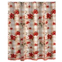 BenJara Lire 72 x 72 Inch Shower Curtain, Ruffled Rows, Floral Print, Multicolor Thumbnail - 1
