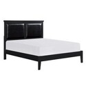 BenJara Brite Queen Size Bed, Black Faux Leather Upholstered Headboard, Low Profile Thumbnail - 1