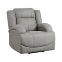 BenJara Kate 37 Inch Power Recliner Chair, USB, Gray Microfiber, Solid Wood Thumbnail - 1