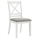 BenJara Hoa 18 Inch Dining Side Chair Set of 2, Gray Padded Seat, White Solid Wood Thumbnail - 1
