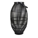BenJara Gyna 30 Inch Modern Tabletop Lantern, Woven Cylindrical Decoration, Black Thumbnail - 1