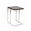 BenJara Zen 23 Inch Side Table, Espresso Brown Rectangular Tray Top, C Shape Chrome Thumbnail - 1