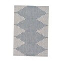 Benjara Adena 5 x 8 Area Rug, Indoor Outdoor, Hand Tufted Geometric White and Blue Thumbnail - 1