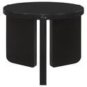 BenJara Kiya Side End Table, Panel Legs, 27 Inch Round Black Solid Wood Frame Thumbnail - 1
