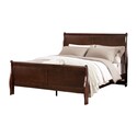 BenJara Ryla Queen Size Bed, Sleigh Panel Headboard, Dark Cherry Brown Solid Wood Thumbnail - 1